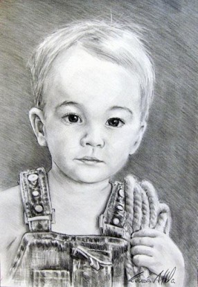Fekete-fehér gyermek portrérajz